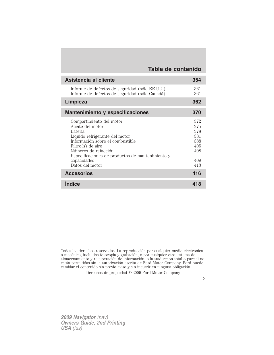 Lincoln 2009 Navigator User Manual | Page 3 / 801