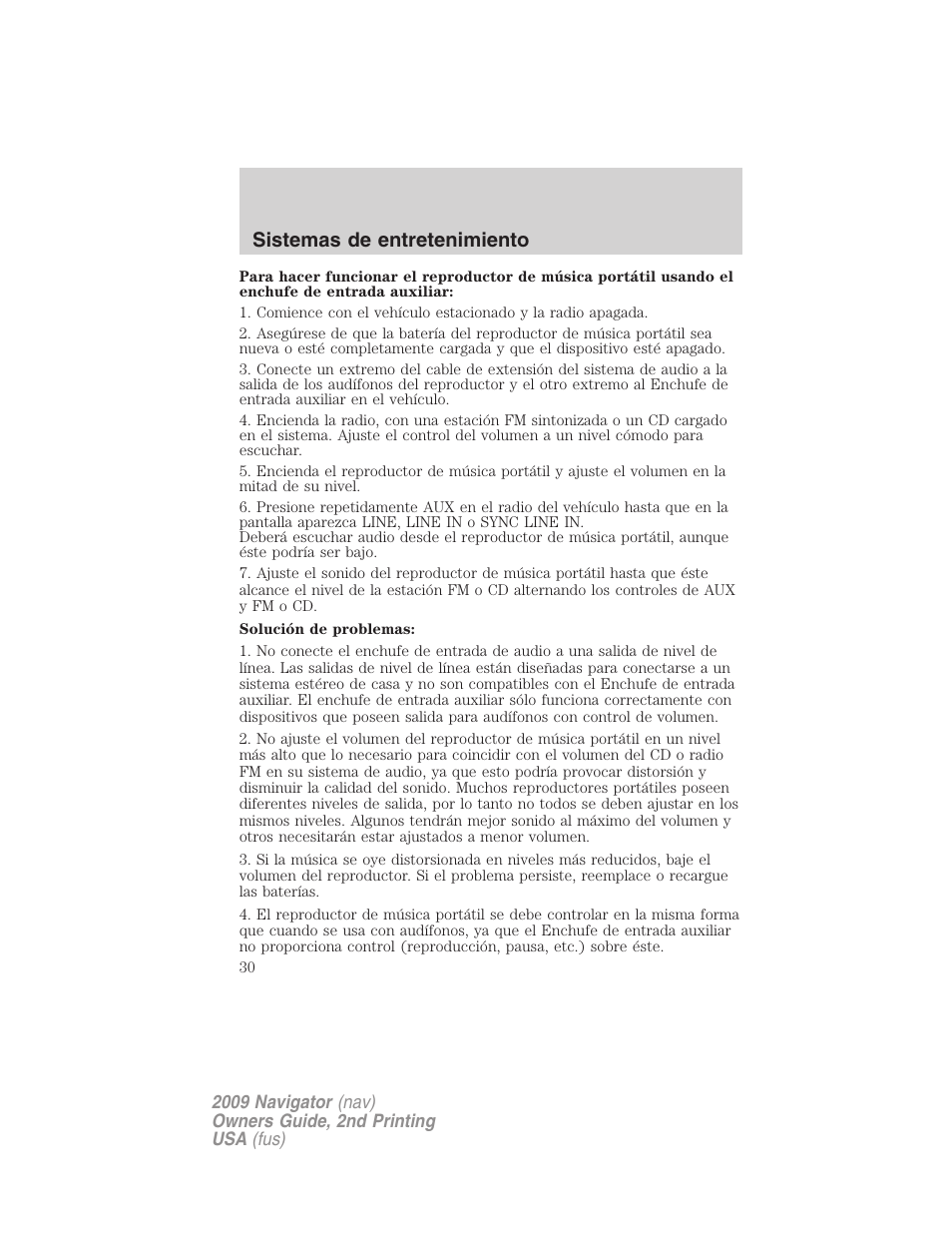 Sistemas de entretenimiento | Lincoln 2009 Navigator User Manual | Page 30 / 801