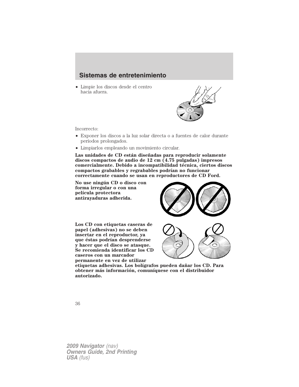 Sistemas de entretenimiento | Lincoln 2009 Navigator User Manual | Page 36 / 801