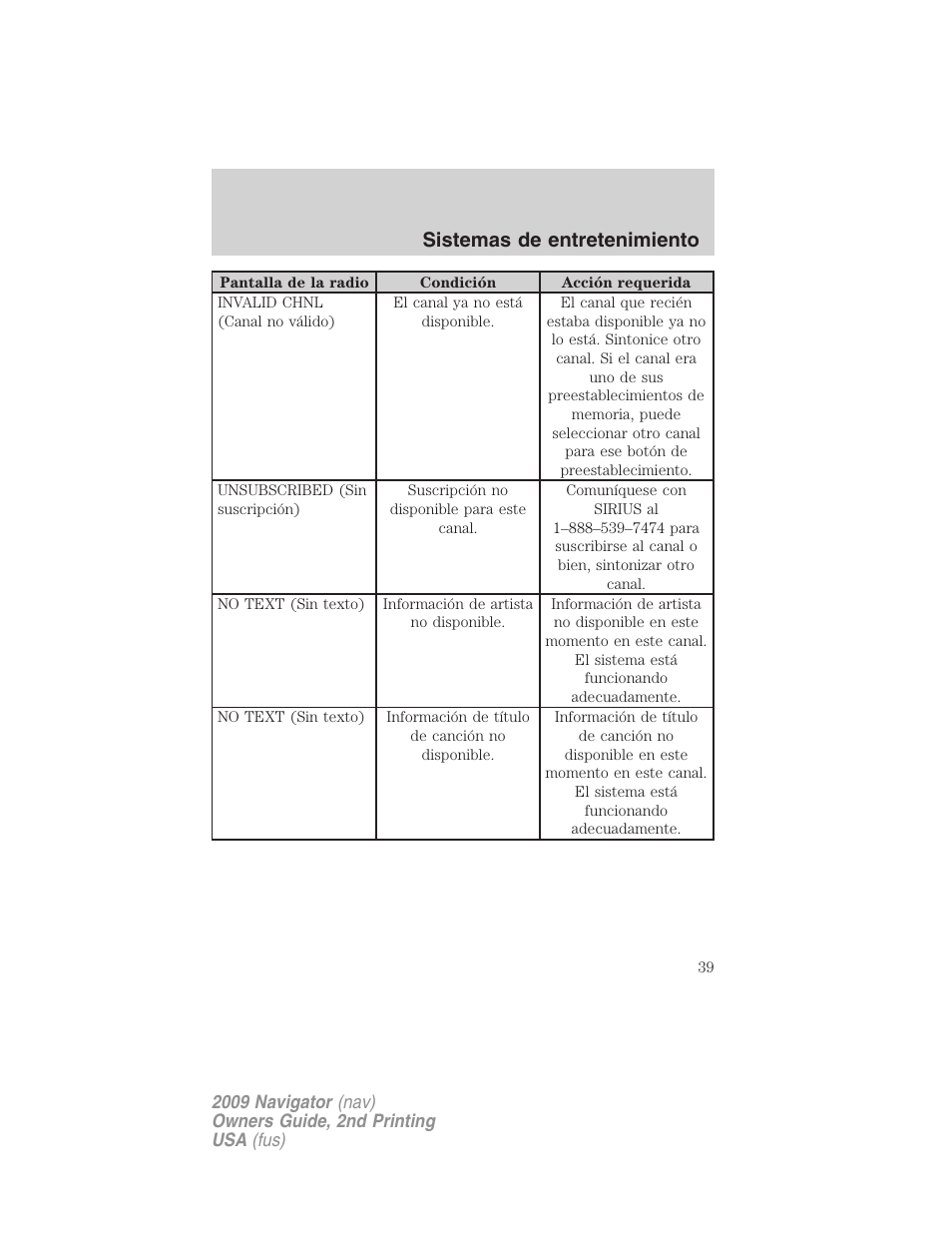 Sistemas de entretenimiento | Lincoln 2009 Navigator User Manual | Page 39 / 801