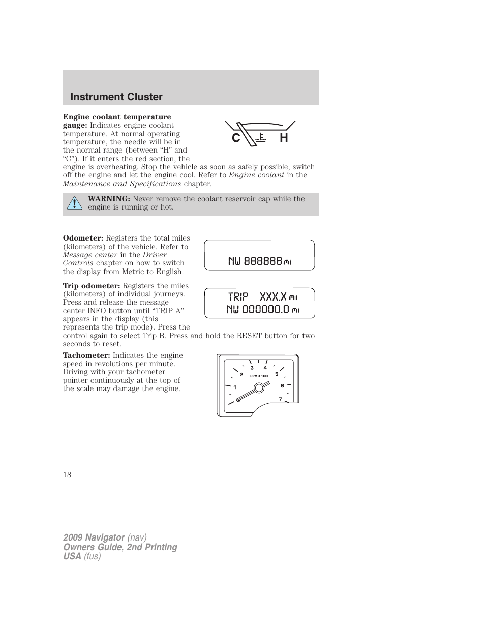 Instrument cluster | Lincoln 2009 Navigator User Manual | Page 442 / 801