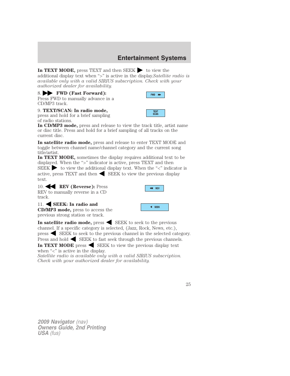 Entertainment systems | Lincoln 2009 Navigator User Manual | Page 449 / 801