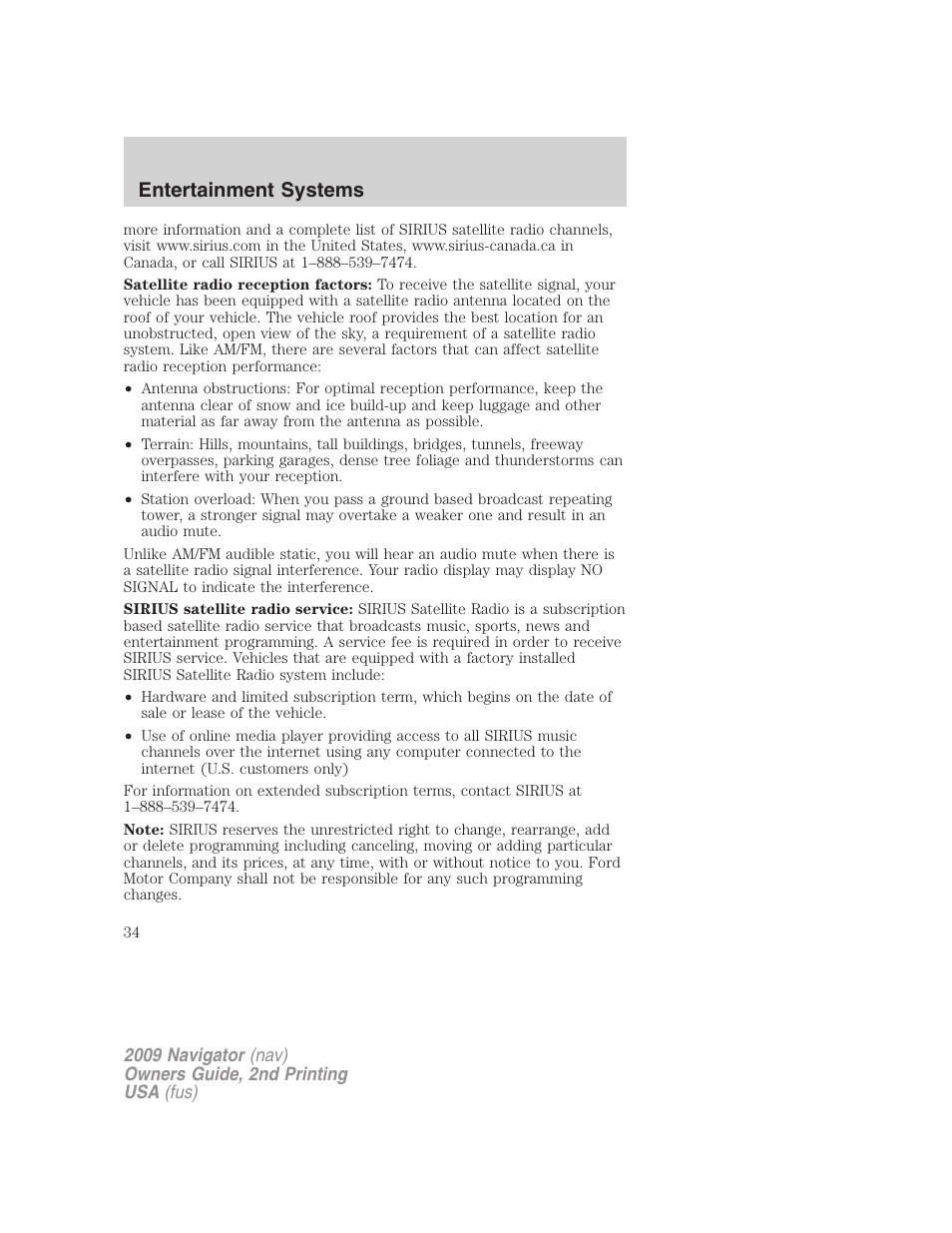 Entertainment systems | Lincoln 2009 Navigator User Manual | Page 458 / 801