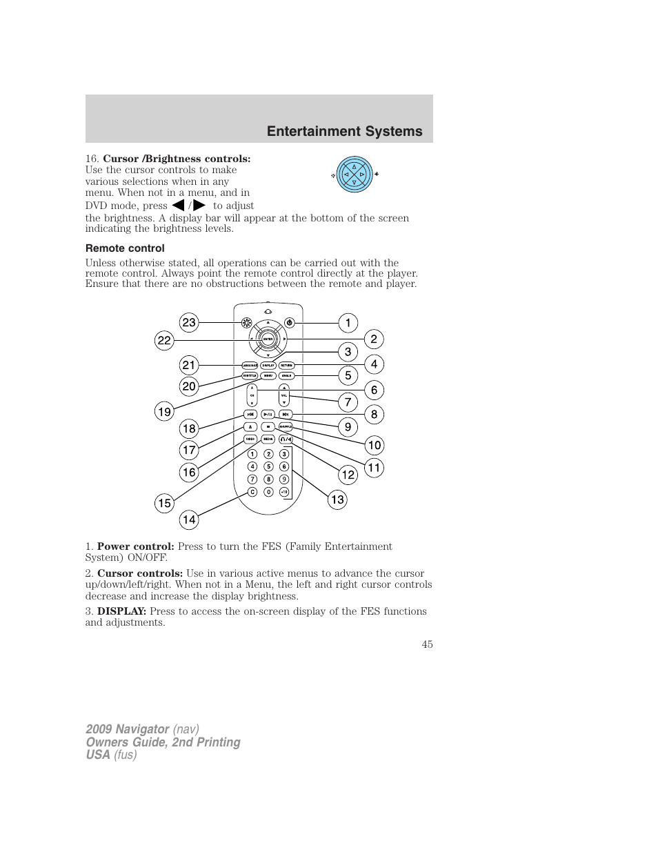 Remote control, Entertainment systems | Lincoln 2009 Navigator User Manual | Page 469 / 801