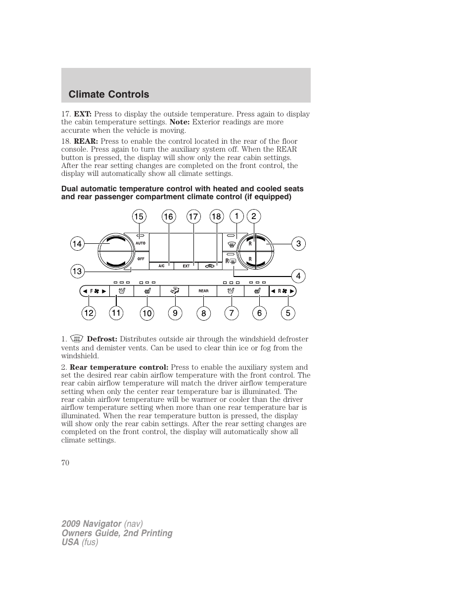 Climate controls | Lincoln 2009 Navigator User Manual | Page 494 / 801