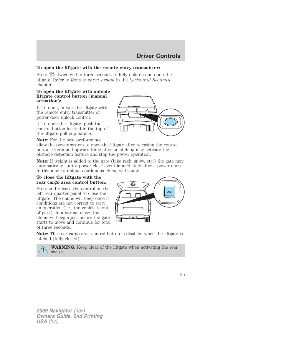 Driver controls | Lincoln 2009 Navigator User Manual | Page 549 / 801