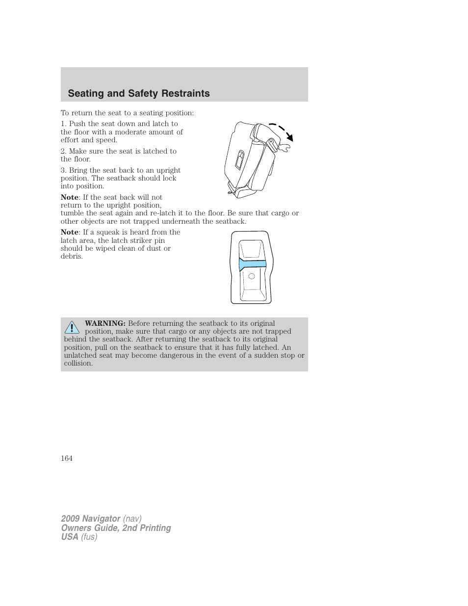 Seating and safety restraints | Lincoln 2009 Navigator User Manual | Page 588 / 801