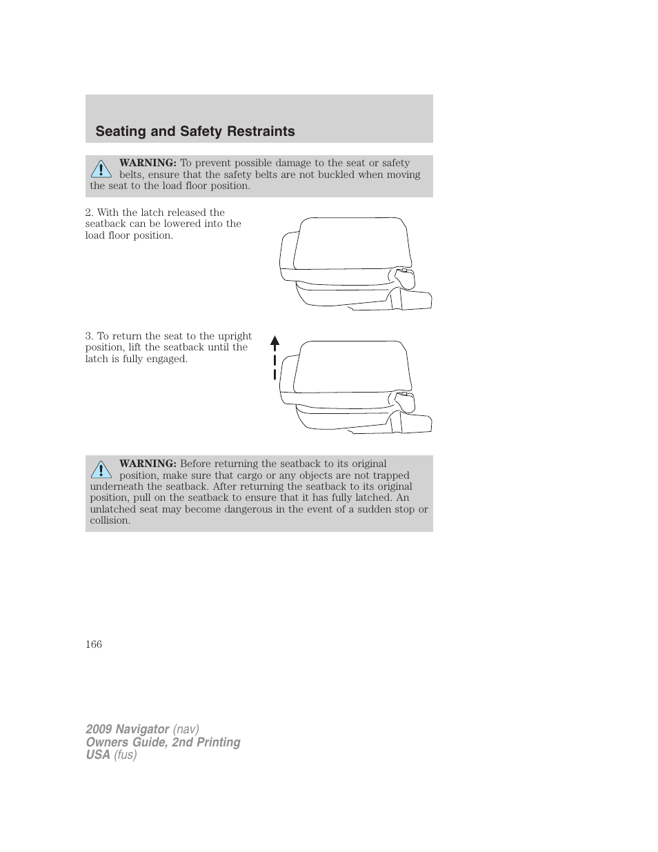 Seating and safety restraints | Lincoln 2009 Navigator User Manual | Page 590 / 801