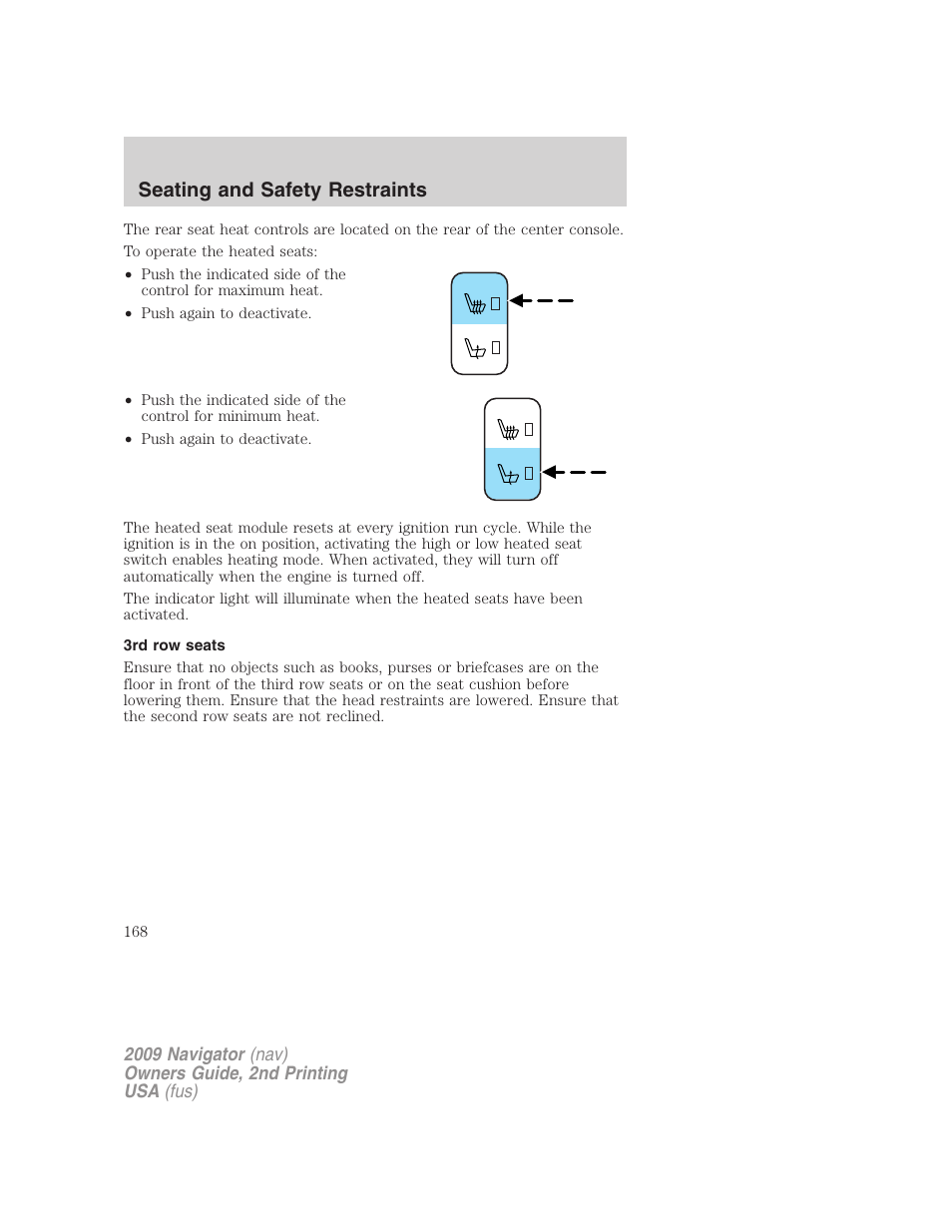 3rd row seats, Seating and safety restraints | Lincoln 2009 Navigator User Manual | Page 592 / 801