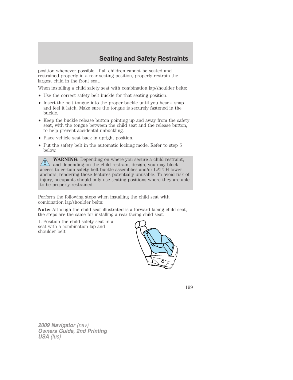 Seating and safety restraints | Lincoln 2009 Navigator User Manual | Page 623 / 801