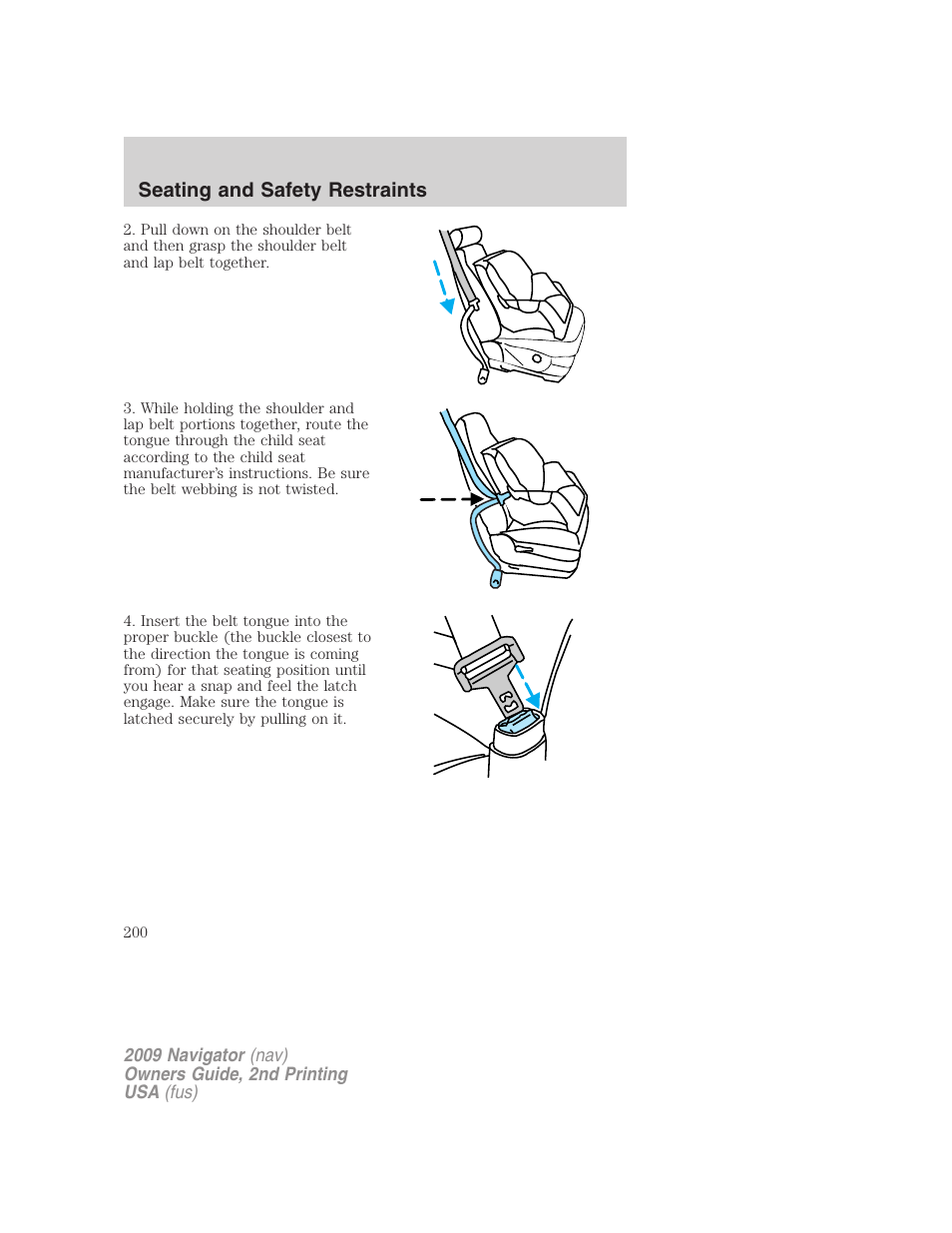 Seating and safety restraints | Lincoln 2009 Navigator User Manual | Page 624 / 801