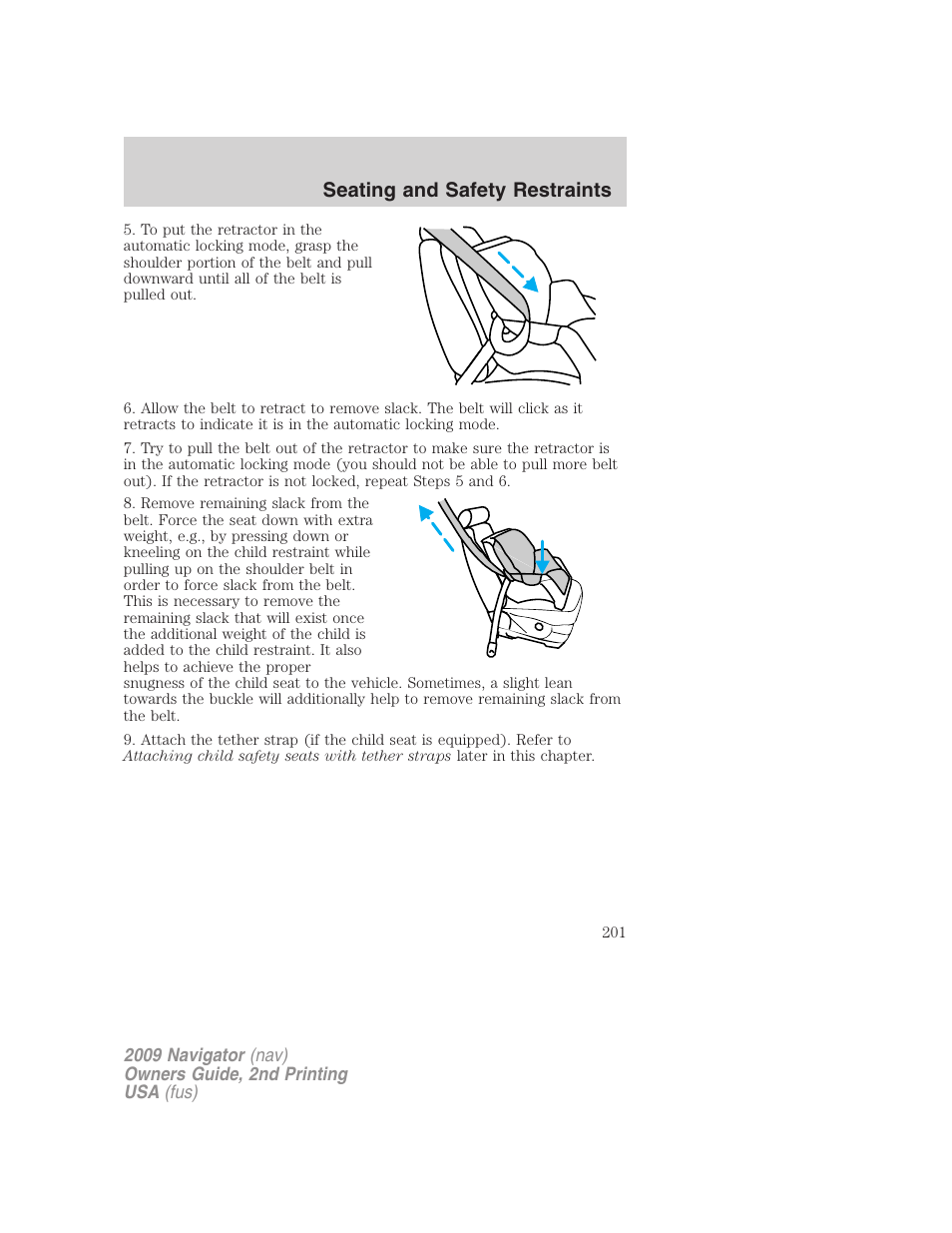 Seating and safety restraints | Lincoln 2009 Navigator User Manual | Page 625 / 801