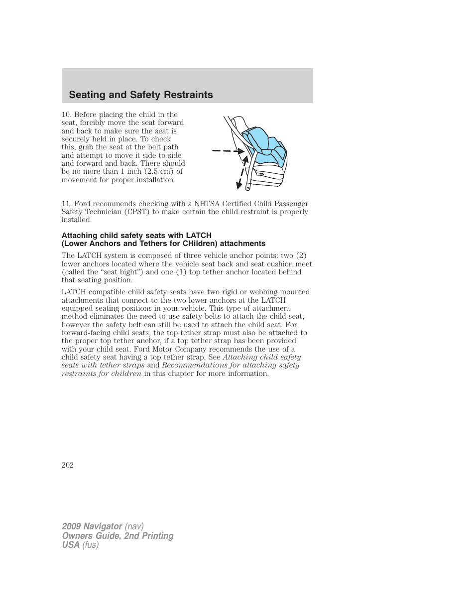 Seating and safety restraints | Lincoln 2009 Navigator User Manual | Page 626 / 801