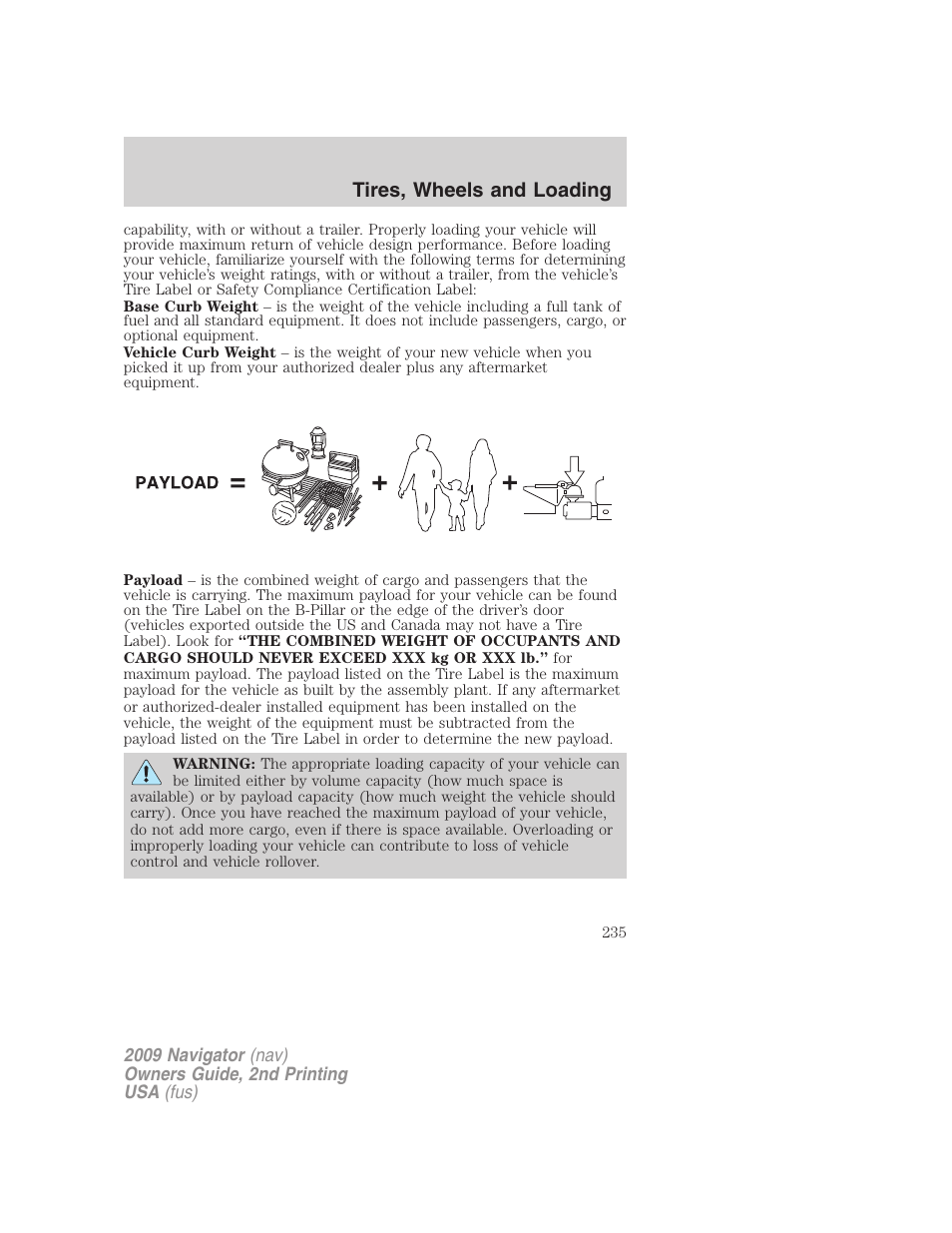 Tires, wheels and loading | Lincoln 2009 Navigator User Manual | Page 659 / 801