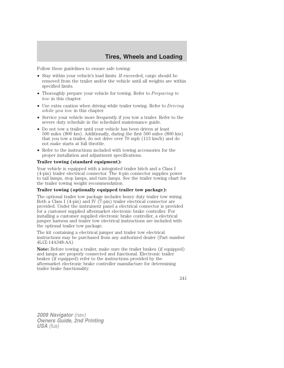 Tires, wheels and loading | Lincoln 2009 Navigator User Manual | Page 665 / 801