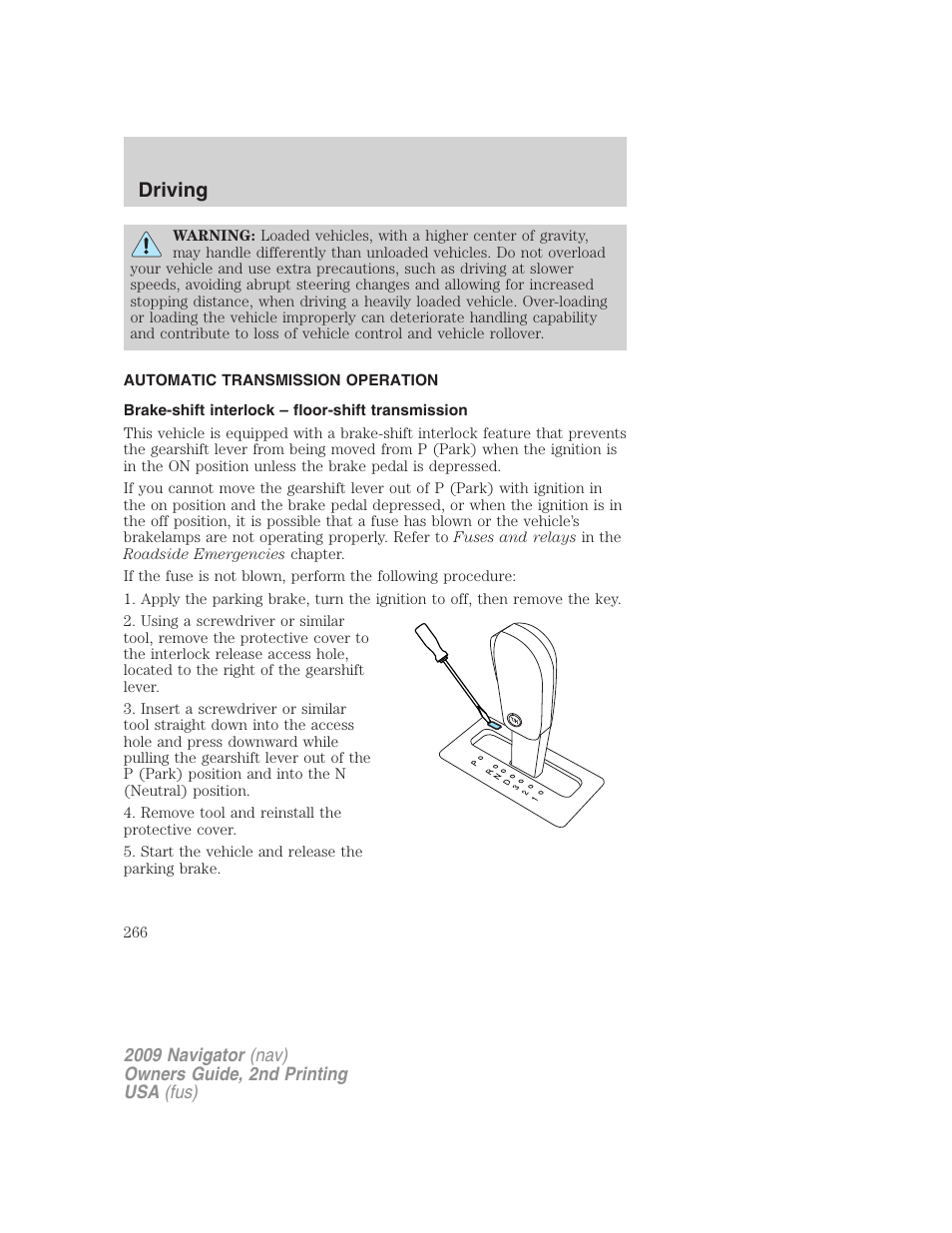 Automatic transmission operation, Brake-shift interlock – floor-shift transmission, Transmission operation | Driving | Lincoln 2009 Navigator User Manual | Page 690 / 801