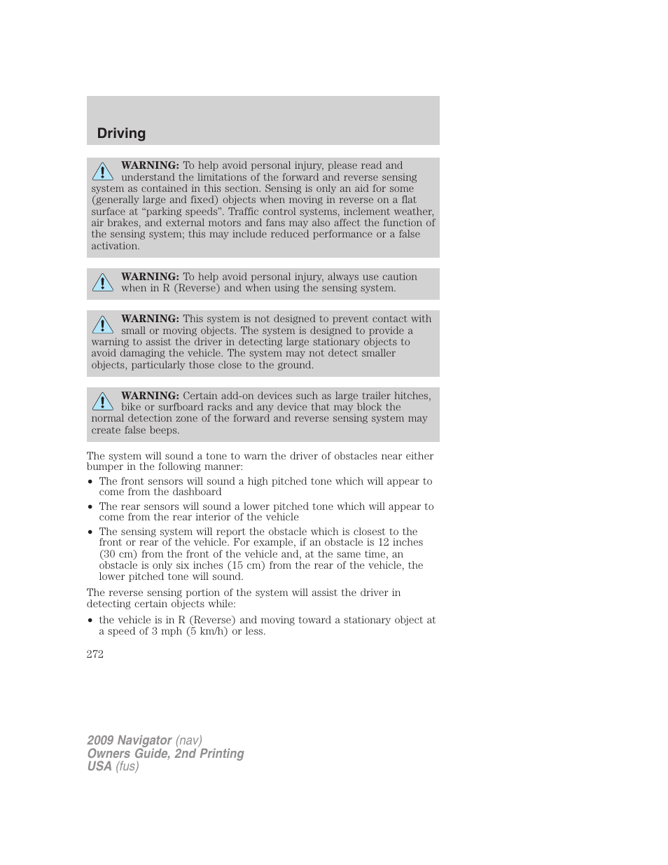 Driving | Lincoln 2009 Navigator User Manual | Page 696 / 801