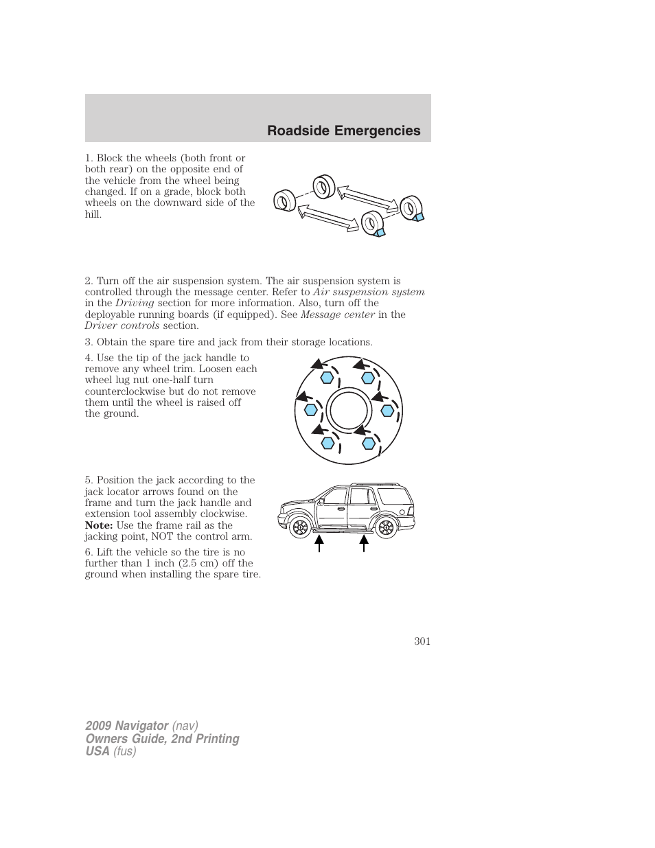 Roadside emergencies | Lincoln 2009 Navigator User Manual | Page 725 / 801