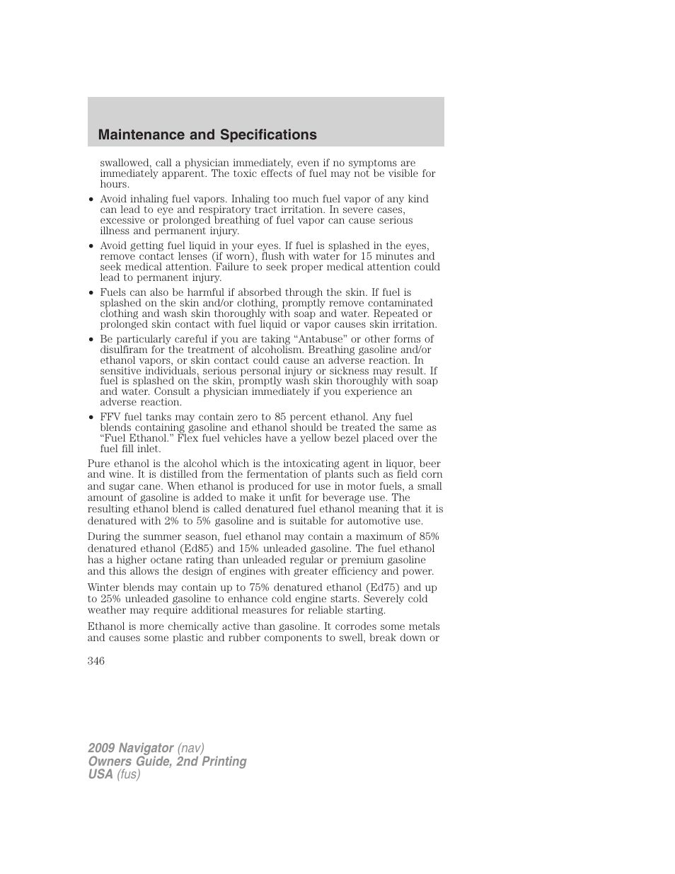 Maintenance and specifications | Lincoln 2009 Navigator User Manual | Page 770 / 801