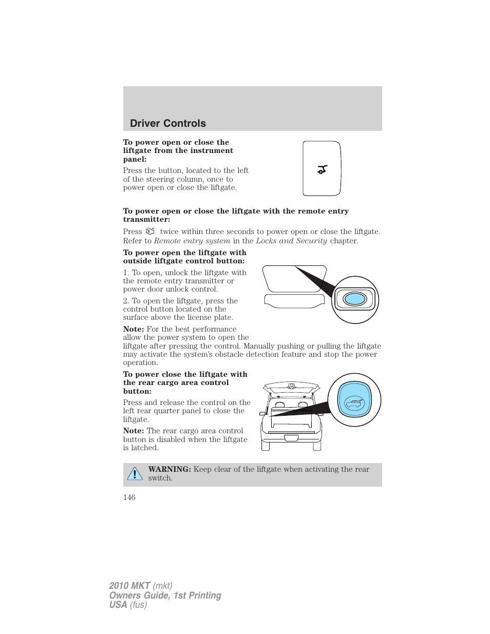 Driver controls | Lincoln MKT User Manual | Page 146 / 430