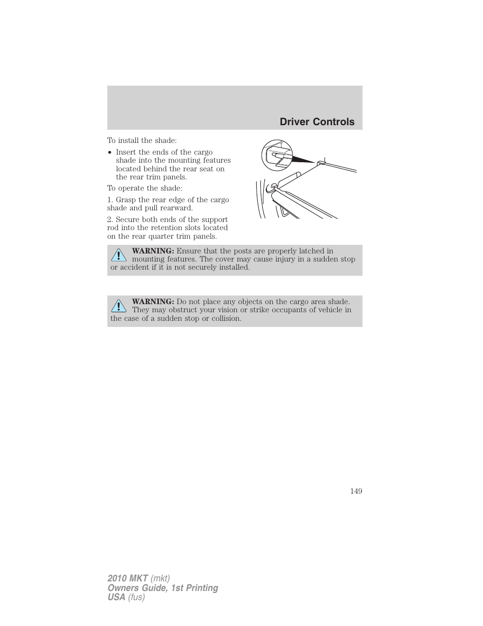 Driver controls | Lincoln MKT User Manual | Page 149 / 430