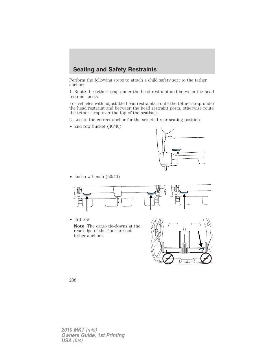 Seating and safety restraints | Lincoln MKT User Manual | Page 238 / 430