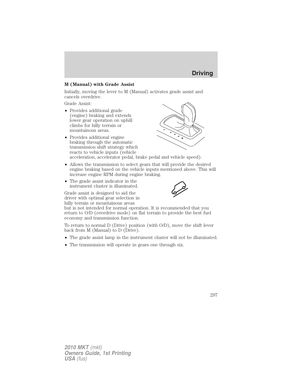 Driving | Lincoln MKT User Manual | Page 297 / 430