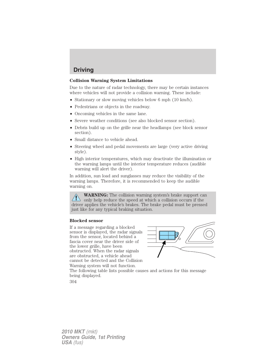 Driving | Lincoln MKT User Manual | Page 304 / 430