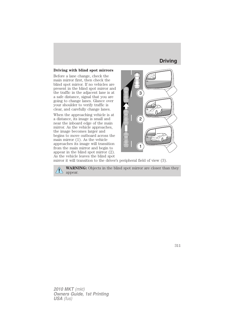 Driving | Lincoln MKT User Manual | Page 311 / 430