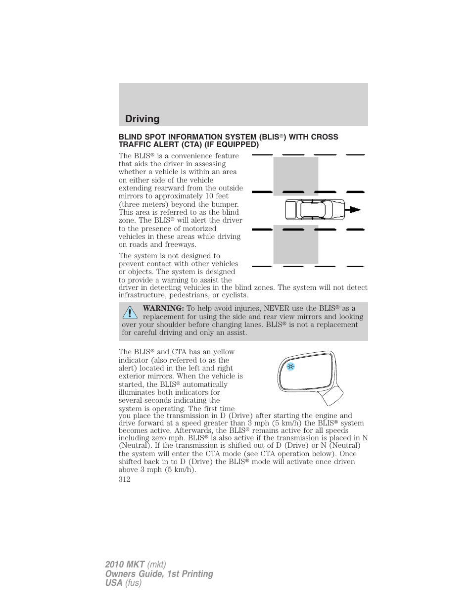 Driving | Lincoln MKT User Manual | Page 312 / 430