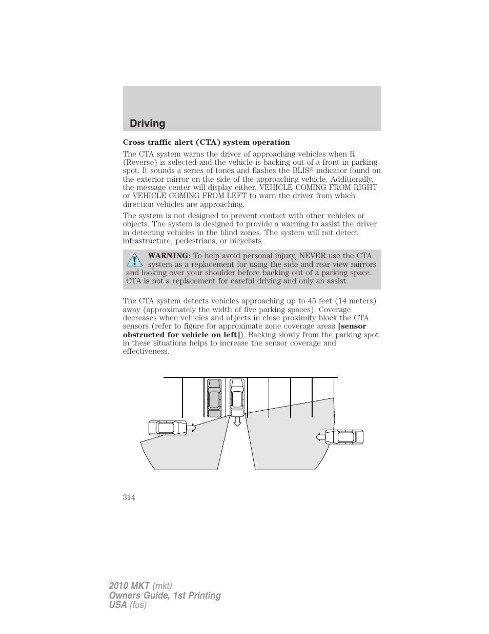 Driving | Lincoln MKT User Manual | Page 314 / 430