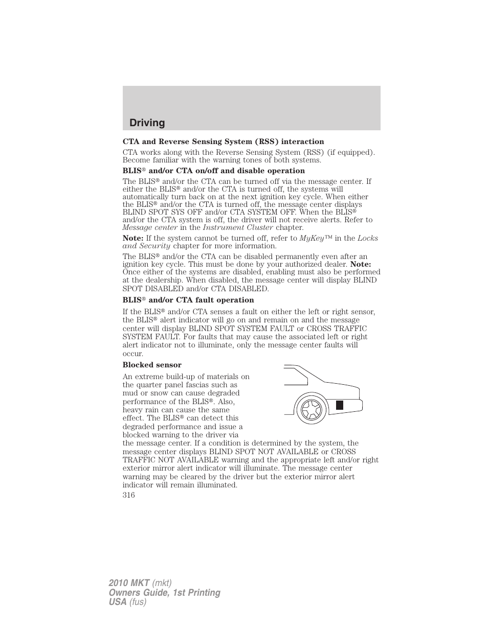 Driving | Lincoln MKT User Manual | Page 316 / 430