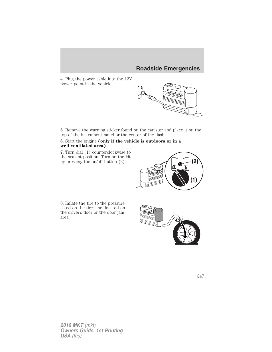 Roadside emergencies | Lincoln MKT User Manual | Page 347 / 430