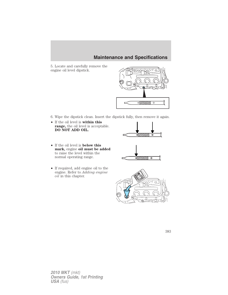 Maintenance and specifications | Lincoln MKT User Manual | Page 383 / 430