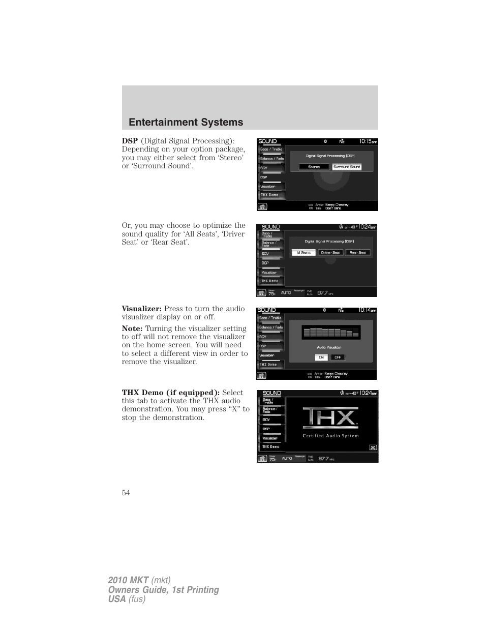 Entertainment systems | Lincoln MKT User Manual | Page 54 / 430