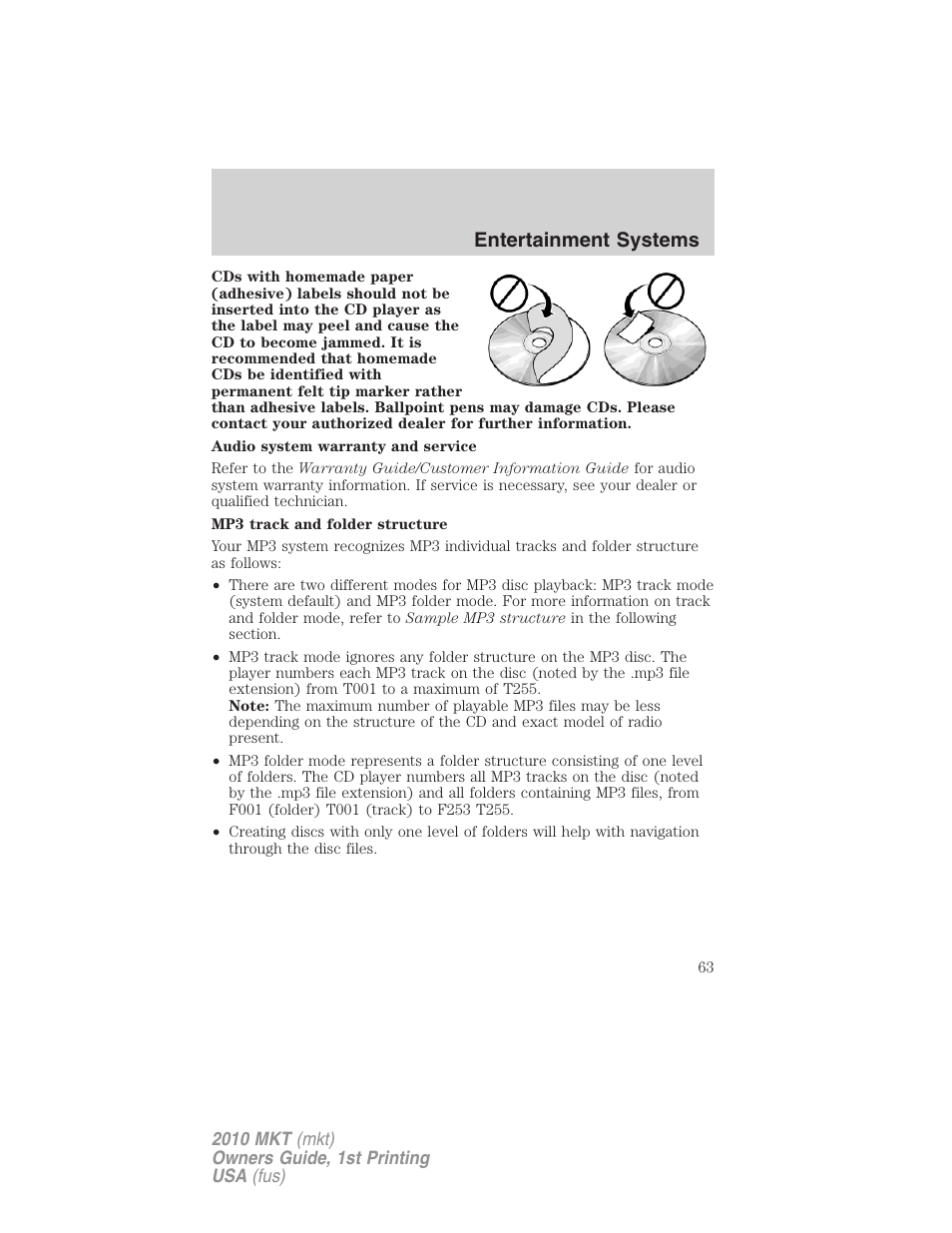 Entertainment systems | Lincoln MKT User Manual | Page 63 / 430