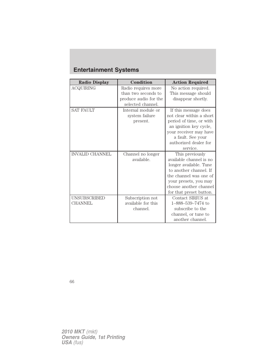 Entertainment systems | Lincoln MKT User Manual | Page 66 / 430