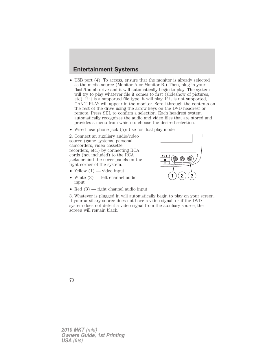 Entertainment systems | Lincoln MKT User Manual | Page 70 / 430