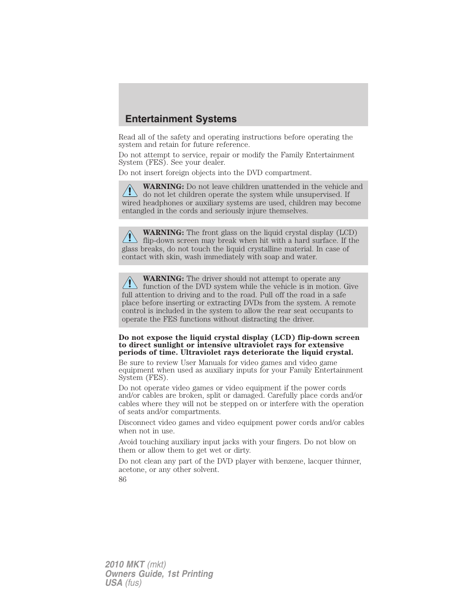 Entertainment systems | Lincoln MKT User Manual | Page 86 / 430