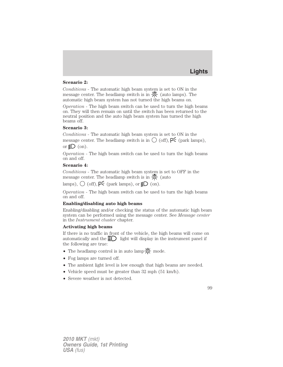 Lights | Lincoln MKT User Manual | Page 99 / 430