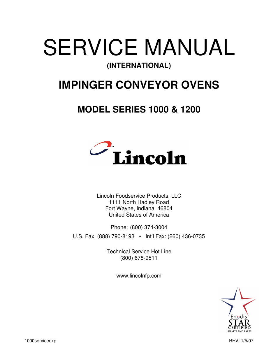 Lincoln Impinger Conveyor Oven Series 1000 User Manual | 112 pages