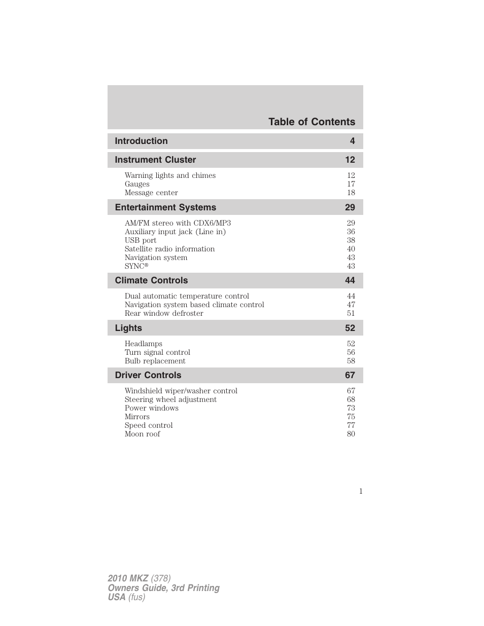 Lincoln 2010 MKZ User Manual | 317 pages