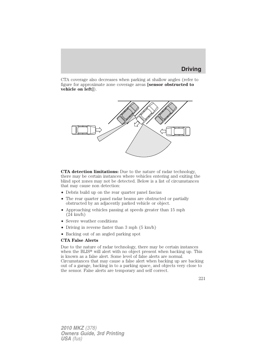 Driving | Lincoln 2010 MKZ User Manual | Page 221 / 317