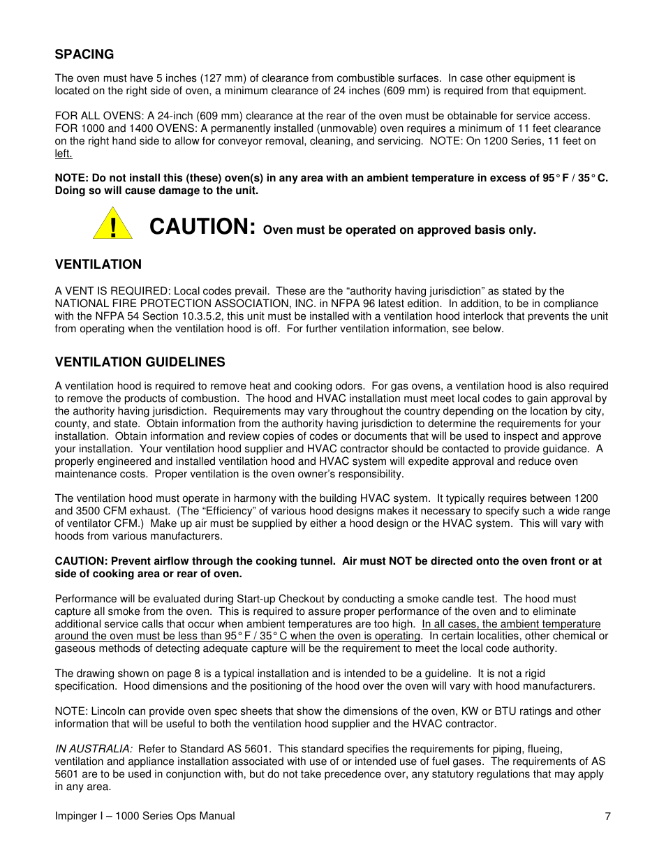 Caution | Lincoln IMPINGER 1000 User Manual | Page 7 / 20