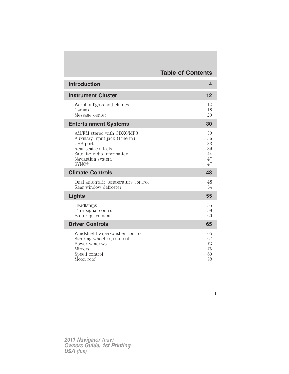 Lincoln 2011 Navigator User Manual | 370 pages