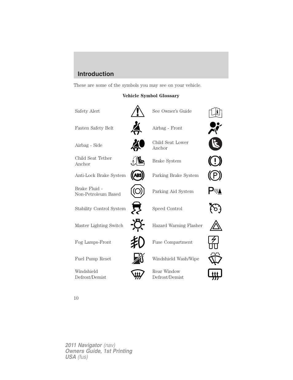 Introduction | Lincoln 2011 Navigator User Manual | Page 10 / 370