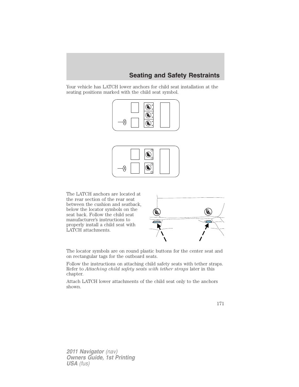 Seating and safety restraints | Lincoln 2011 Navigator User Manual | Page 171 / 370