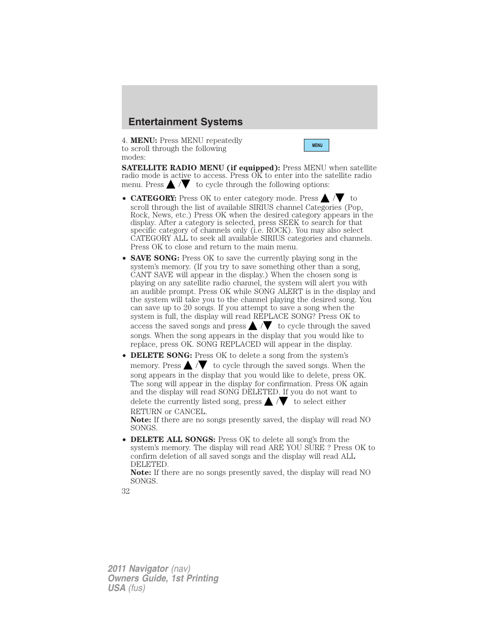 Entertainment systems | Lincoln 2011 Navigator User Manual | Page 32 / 370