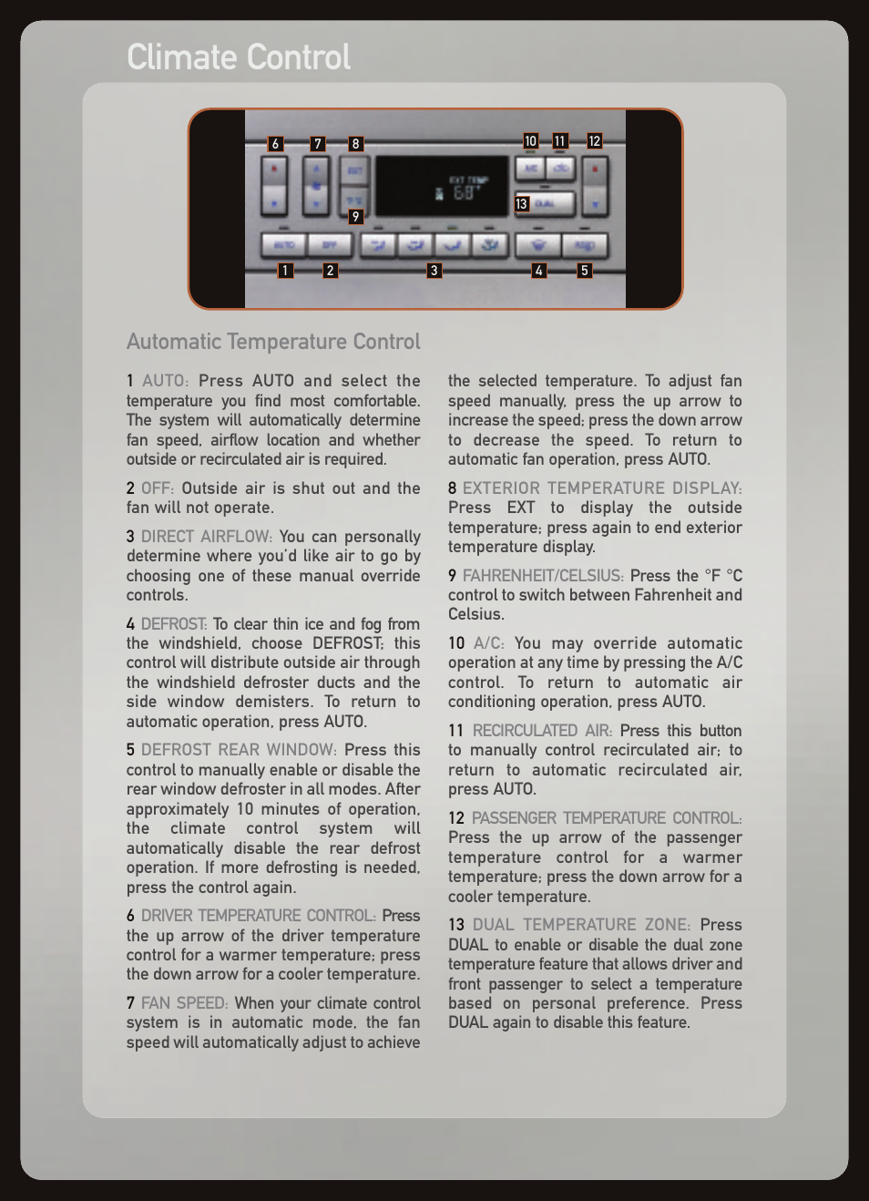 Climate control, Automatic temperature control | Lincoln 2005 LS User Manual | Page 5 / 12