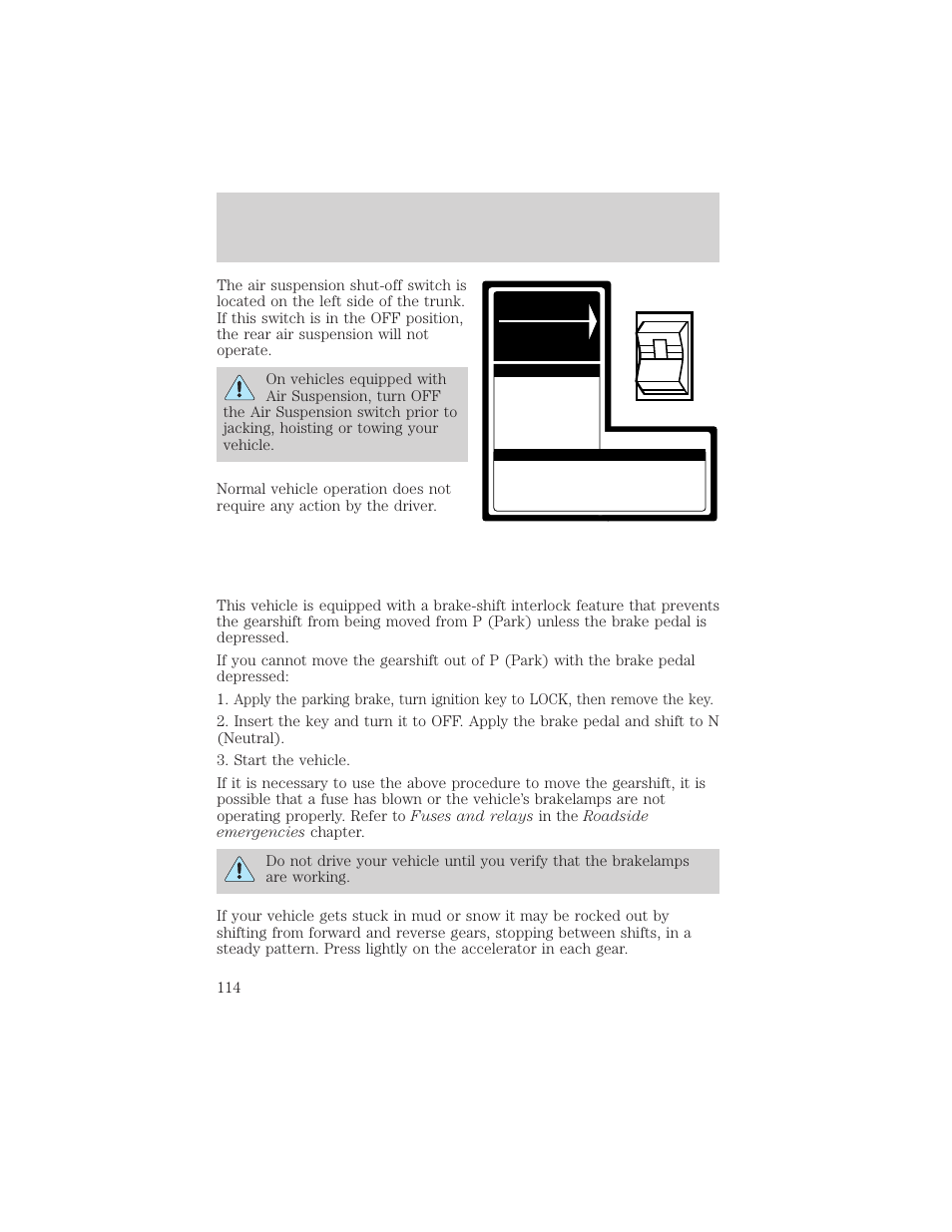 Driving | Lincoln 1999 Town Car User Manual | Page 114 / 208